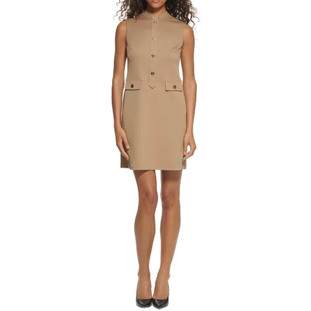 NWT Tommy Hilfiger Tan Twill shift dress Sleeveless Size 4 - Picture 8 of 8